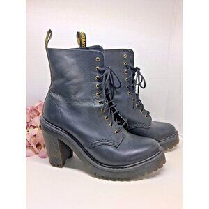 Dr. Martens Kendra Heeled Boots Black Leather Women US8 UK6 EU39 Bouncing Soles